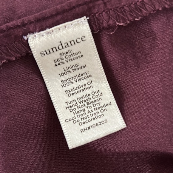 Sundance Eggplant Purple Embroidered Eyelet Puff Sleeve Button Front Top - XS - Picture 13 of 14